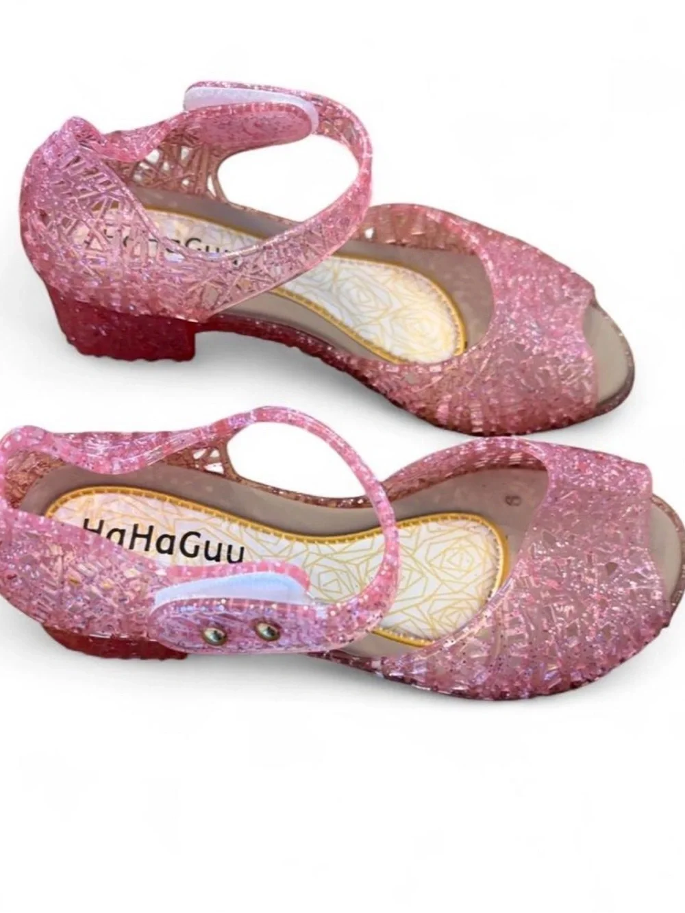 10 little girls sparkly pink heels jelly shoes fancy dressy sandals shoes